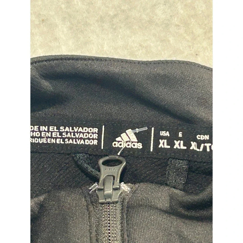 Adidas Mens XL Track & Field Quarter Zip Pullover Black Long Sleeve Shirt A817